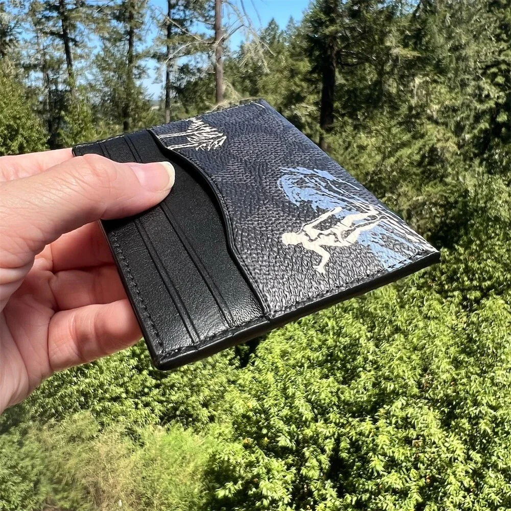COACH Slim ID Card Holder Card Case Signature Canvas Surfer Print Authentic NWT